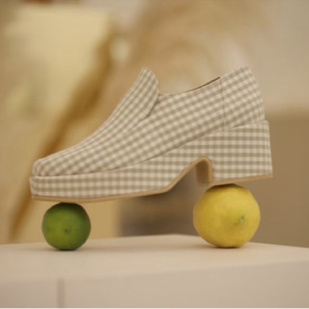 BRAND NEW ANNE THOMAS NANCY VICHY TAN/BEIGE GINGHAM LOAFER SIZE 39/8.5 - Picture 6 of 9